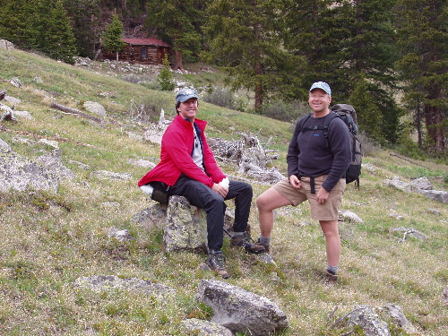 Alan and Duane near ski cabin after retreating from Sayres Benchmark