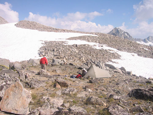 Dan and Foo'ball in Bishop Pass