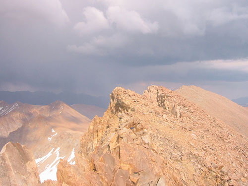 Storm moving in over "Grey Kaweah" with Mt. Kaweah in background (taken from mistaken jaunt hundreds of yards beyond objective)