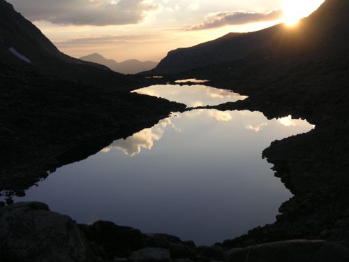 Darwin Canyon Lakes at sunset