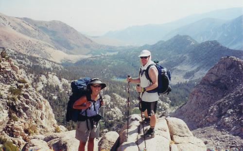 Leslie and Ken above the Lamarck Lakes drainage on their way home.