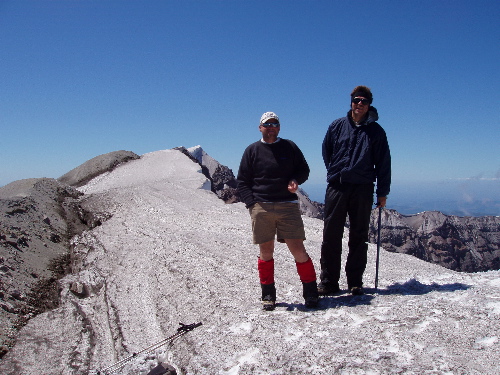 Duane and Dave on the summit cornice of Mt. St. Helens